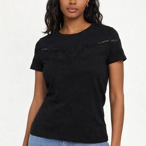 Sandro Elegant Black Embroidered Tee